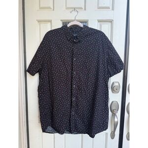 Ben Sherman Black Red Polka Dot Short Sleeve Button Down Cotton Shirt Size XXL